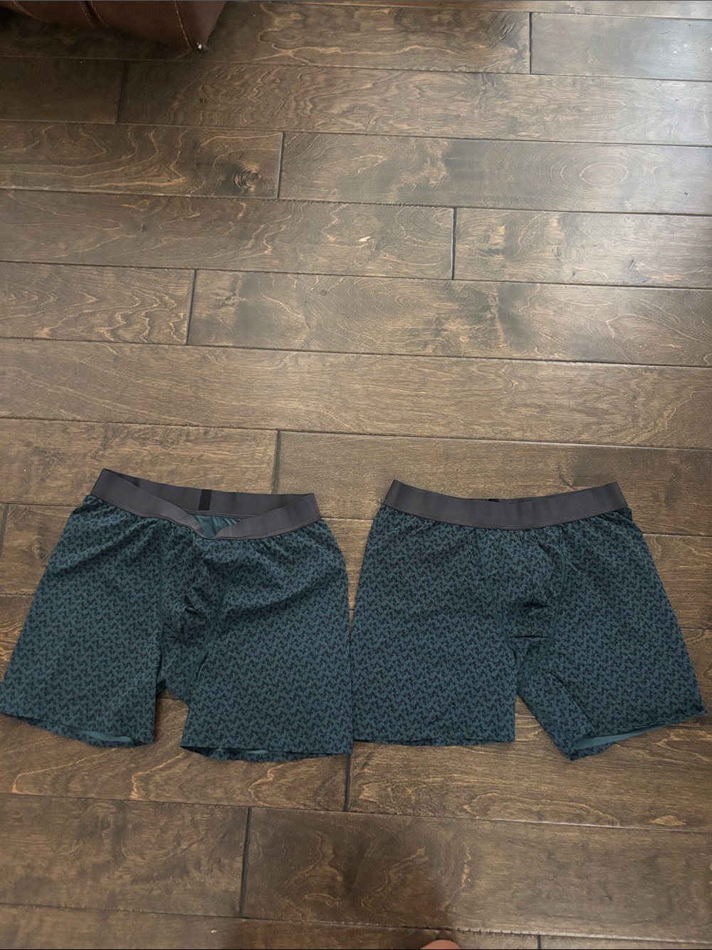 lululemon athletica Two Men's Dark Teal Patterned Athletic Shorts